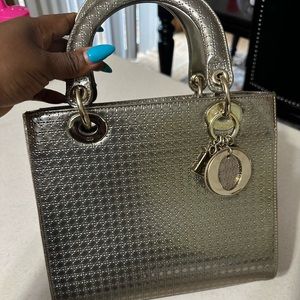 Metallic medium lady dior